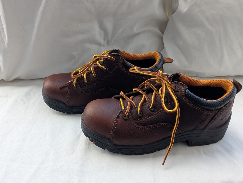 Timberland Pro Titan Brown Leather Lace-Up Safety toe Work Shoes W 8M